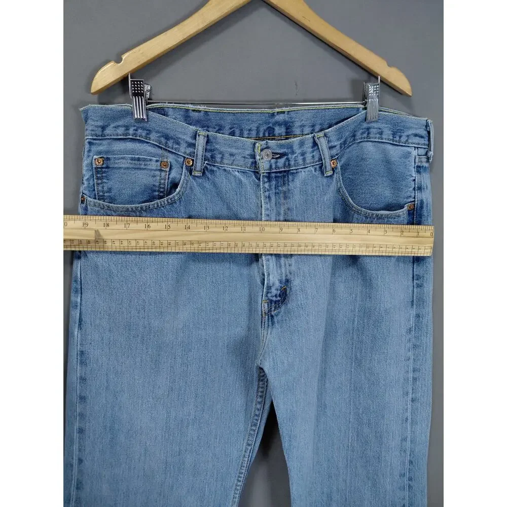 Levi's 505 Blue Light Wash Straight Leg Jeans Solid Men See Measurements